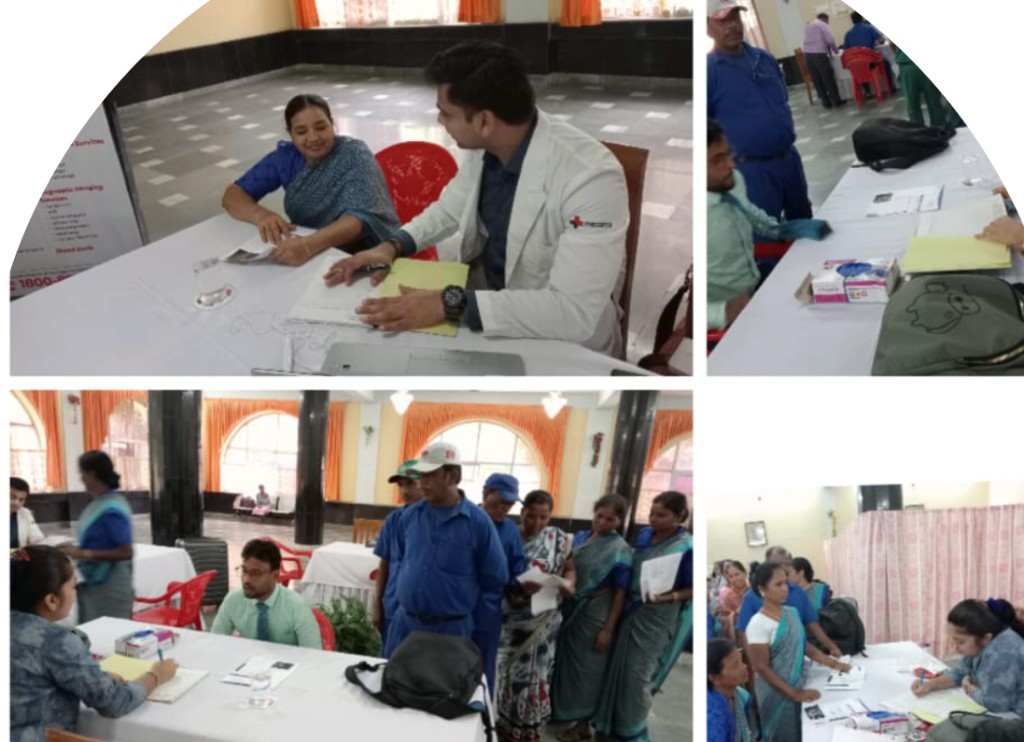 Health camp at Bishop Westcott, Namkum, Ranchi — consultations and registration in the hall