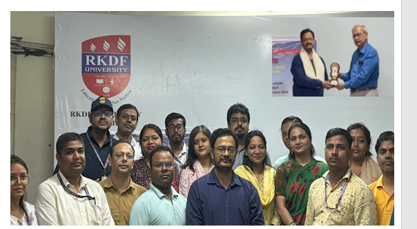 RKDF University Ranchi — faculty group and inset award moment